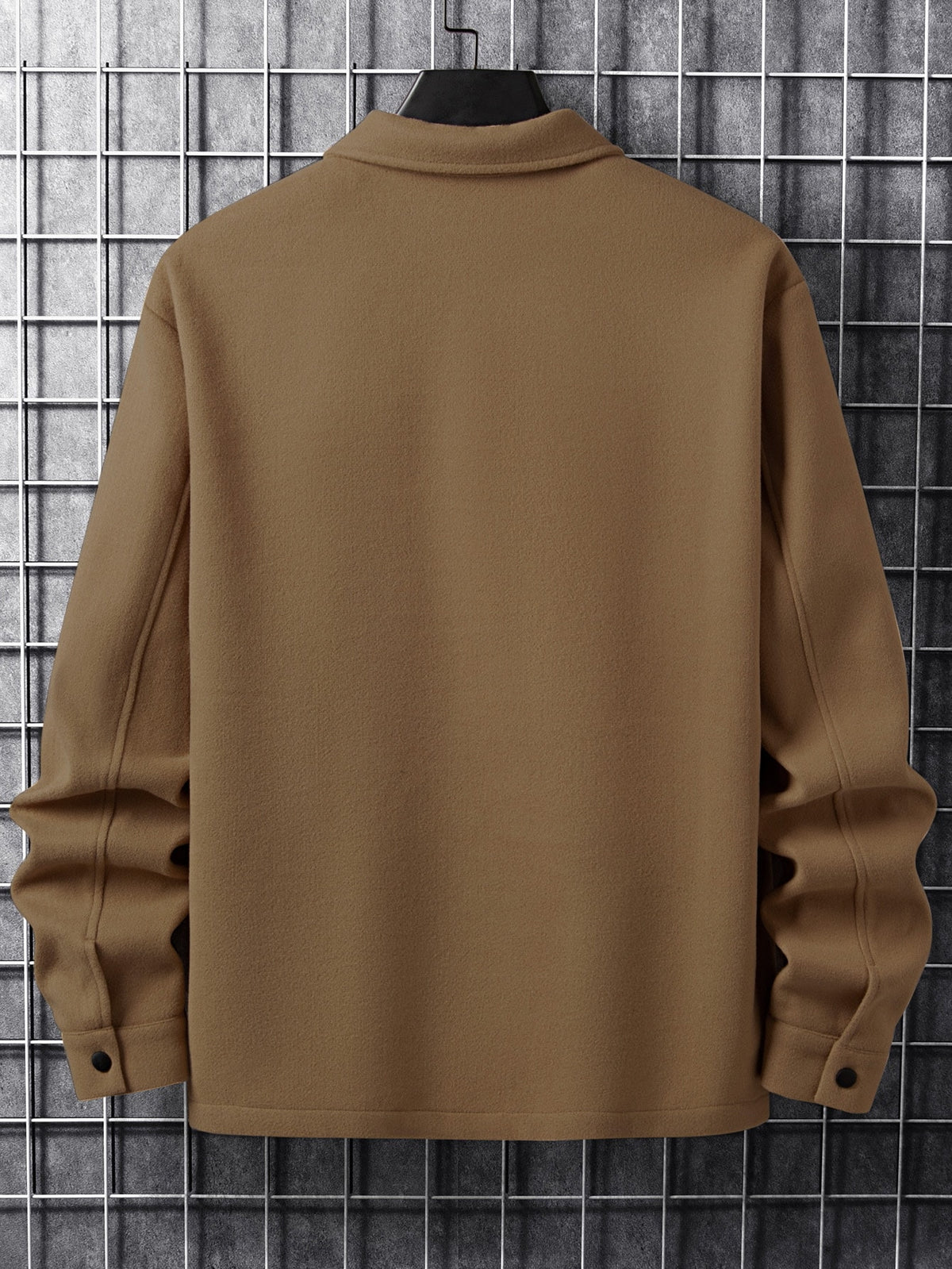 Men's Button-Front Overshirt Jacket with Flap Chest Pockets in Camel