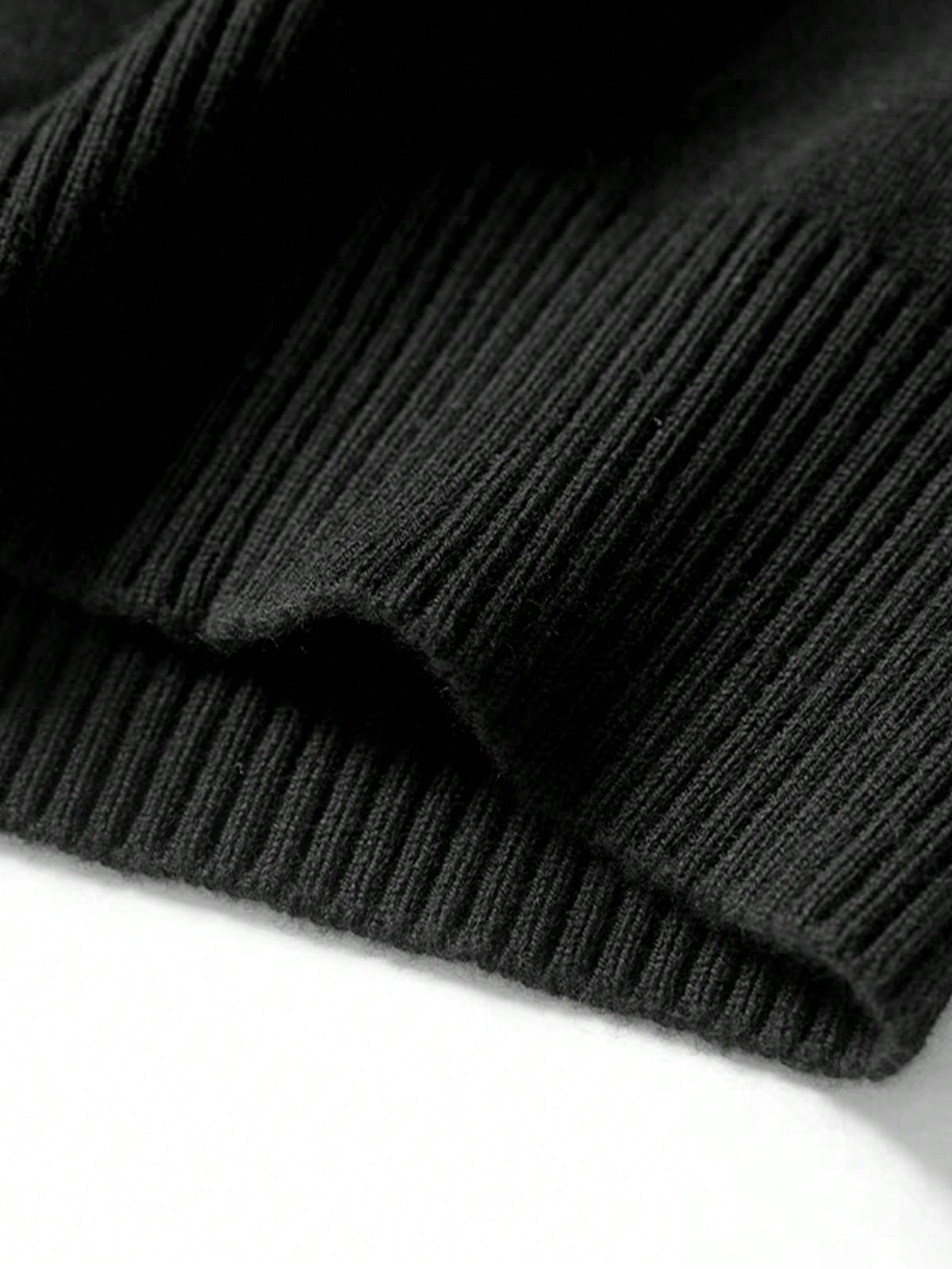 Men's Half-Zip Knitted Jumper with Stand Collar in Black