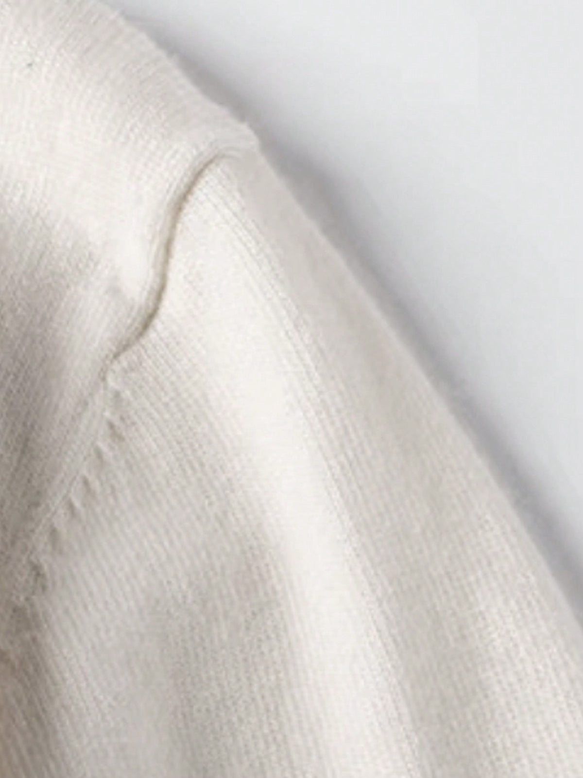 Men's Rib-Knit Roll Neck Jumper in Off White