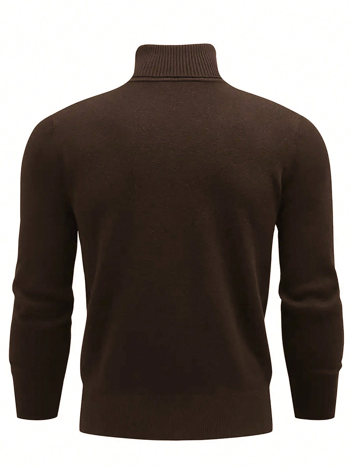 Men's Rib-Knit Roll Neck Jumper in Brown