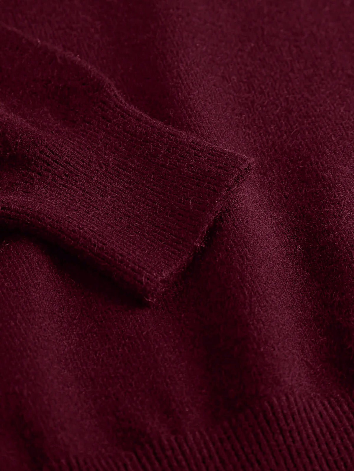 Men's Rib-Knit Roll Neck Jumper in Burgundy