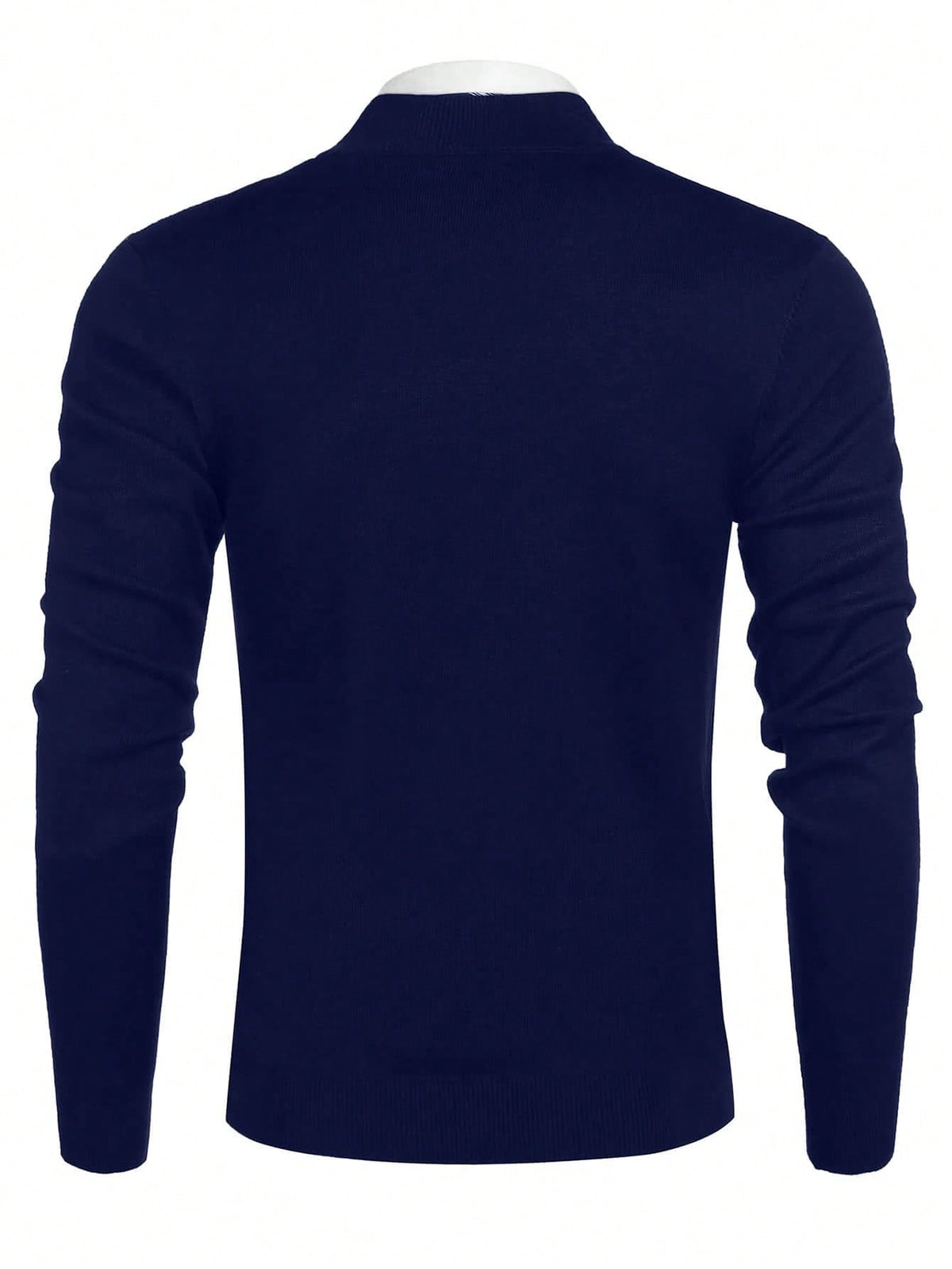 Men's Half-Zip Knitted Jumper with Stand Collar in Navy