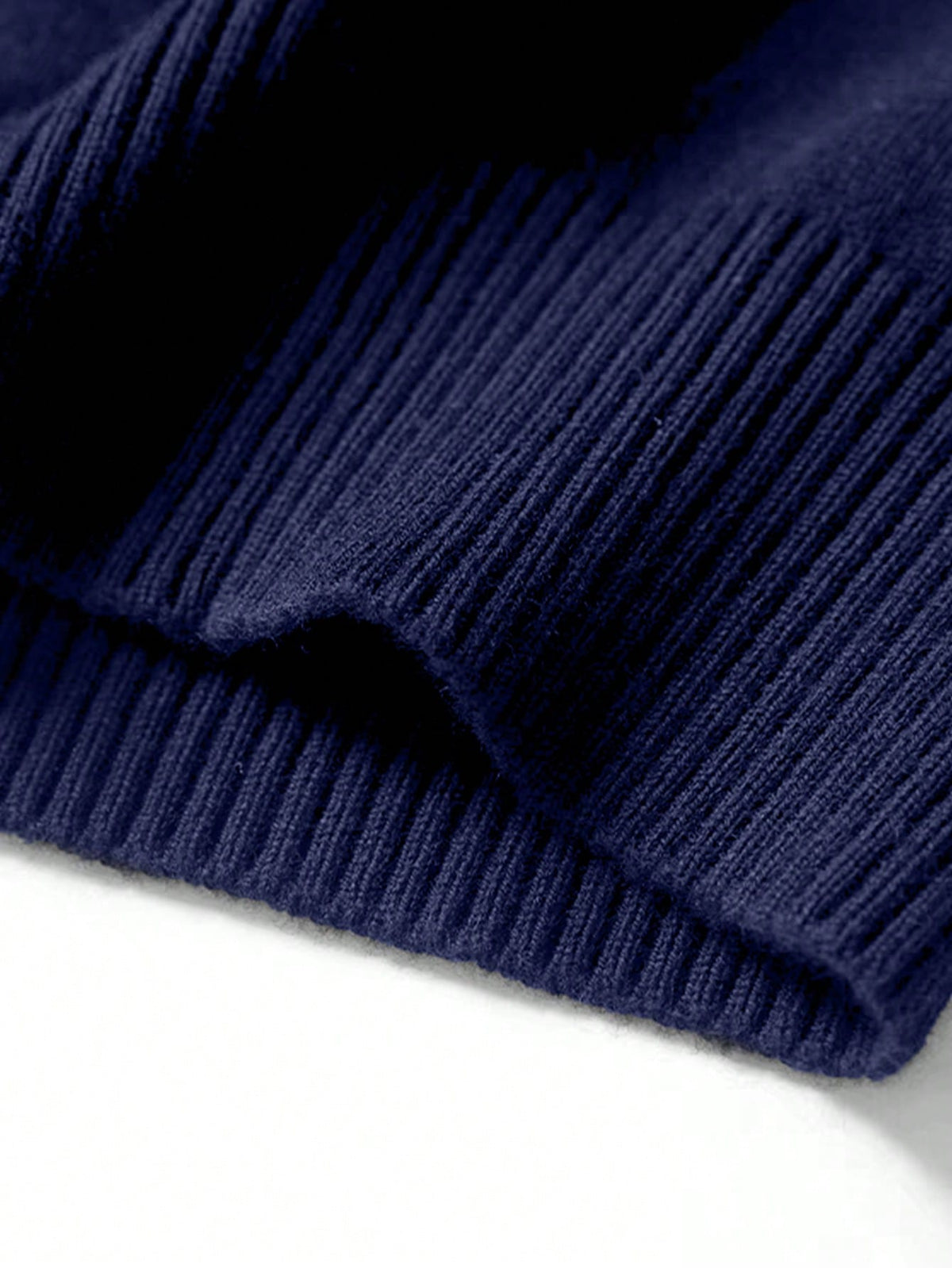 Men's Half-Zip Knitted Jumper with Stand Collar in Navy