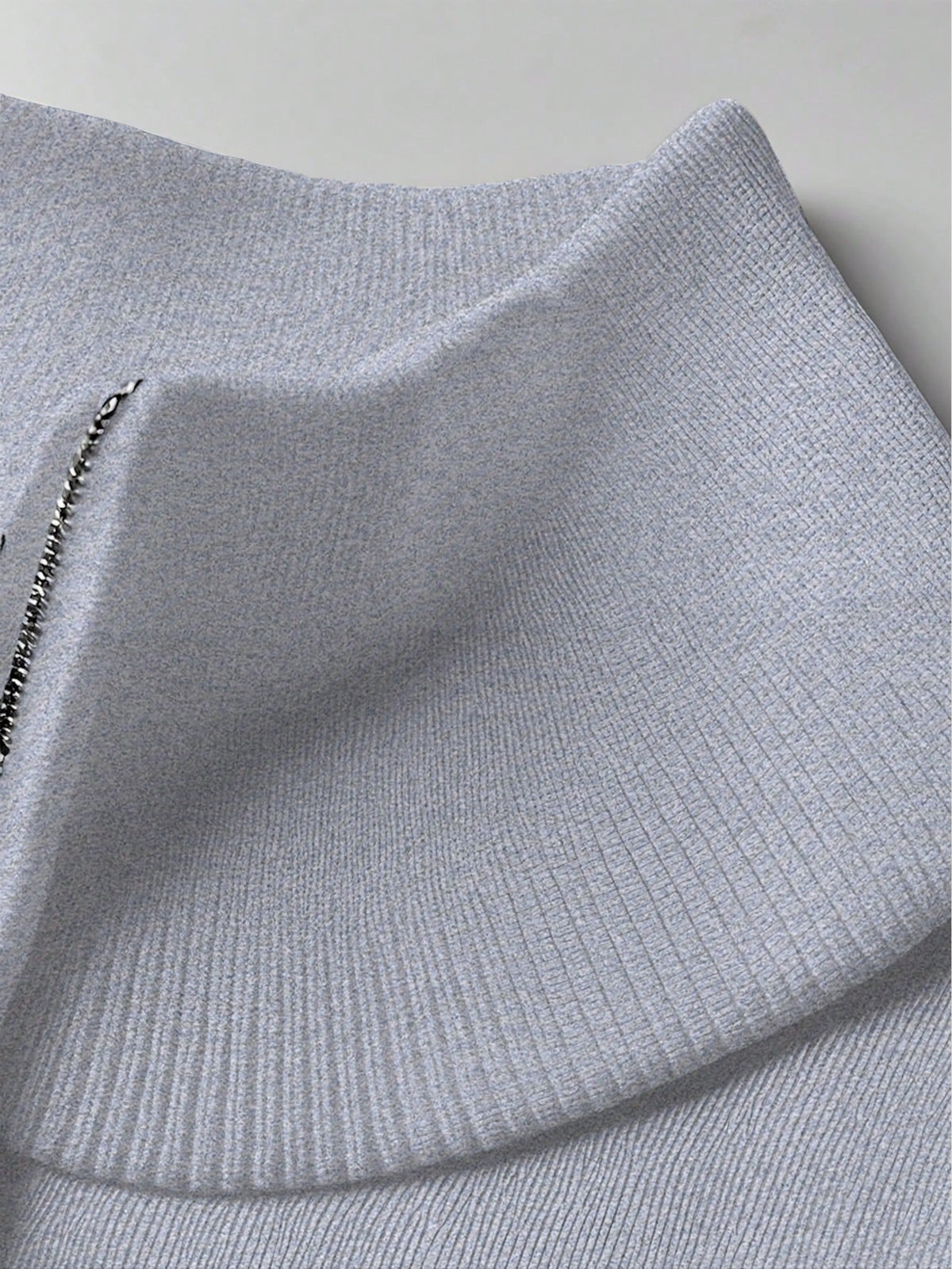 Men's Half-Zip Knitted Jumper with Stand Collar in Grey