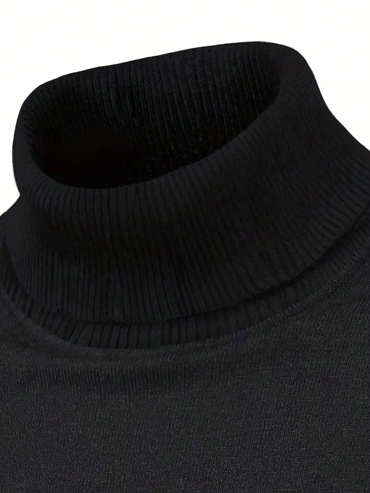 Men's Rib-Knit Roll Neck Jumper in Black