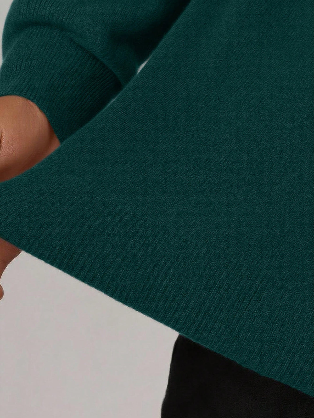 Men's Rib-Knit Roll Neck Jumper in Bottle Green