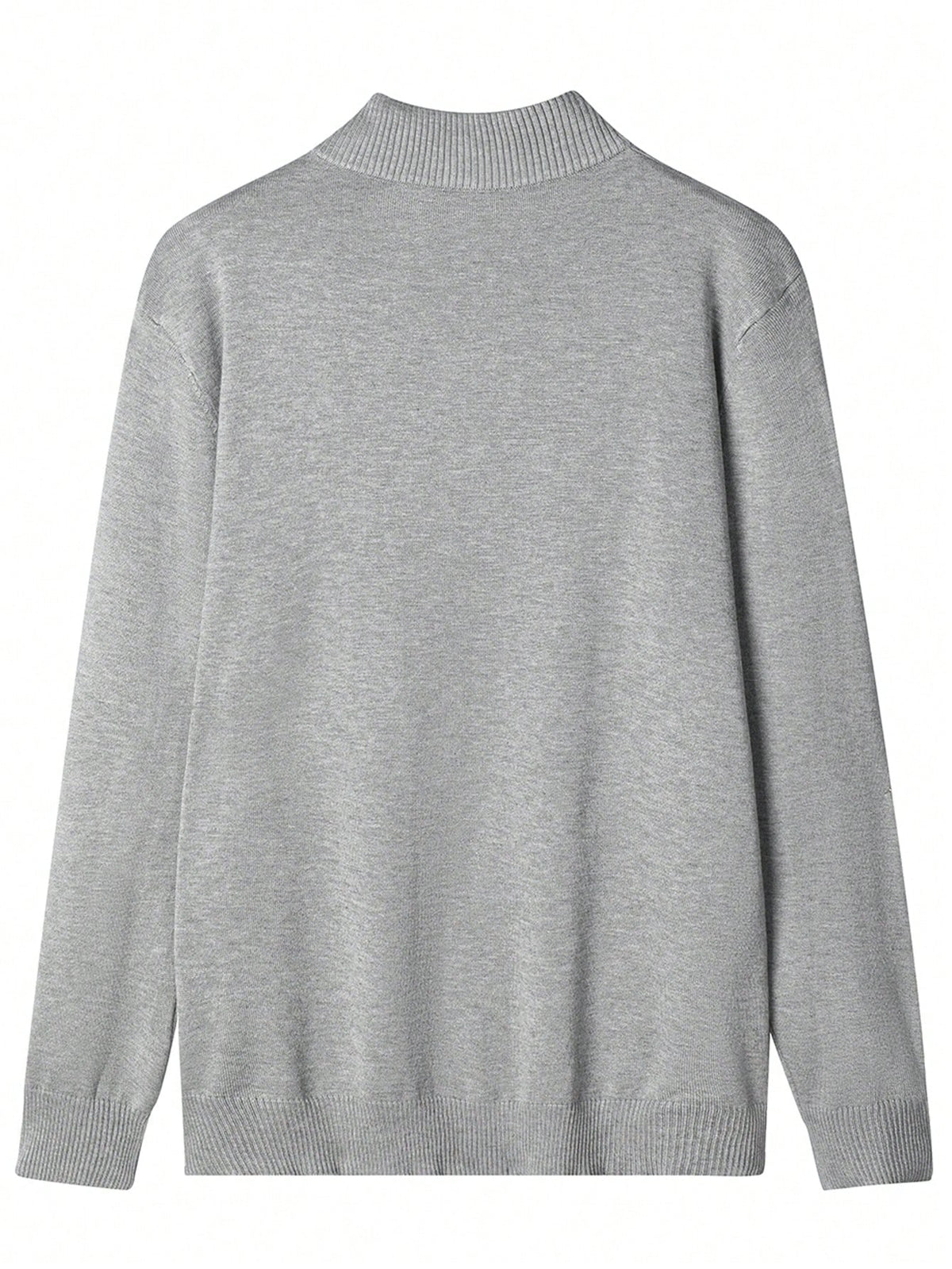 Men's Half-Zip Knitted Jumper with Stand Collar in Grey