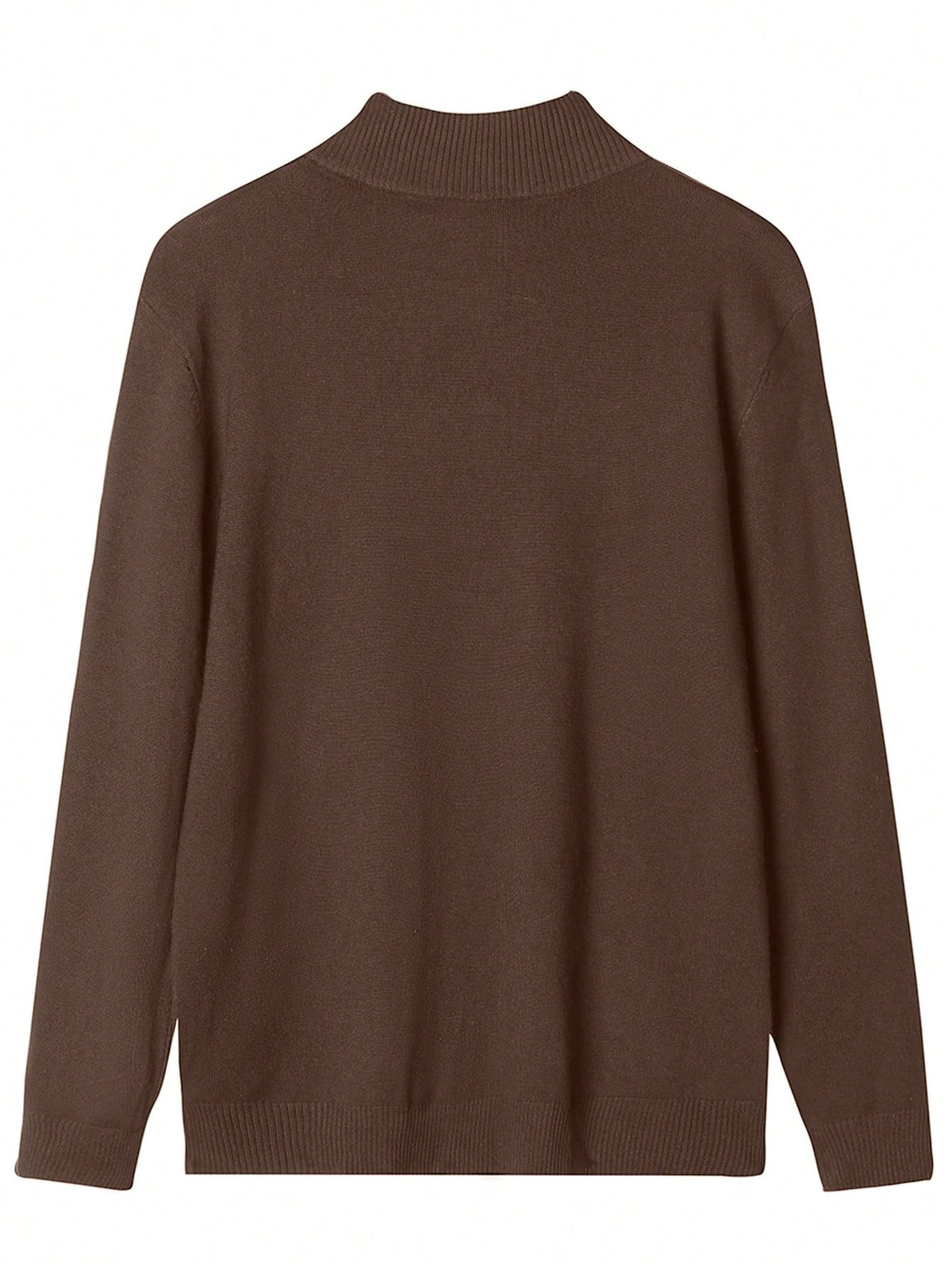 Men's Half-Zip Knitted Jumper with Stand Collar in Brown