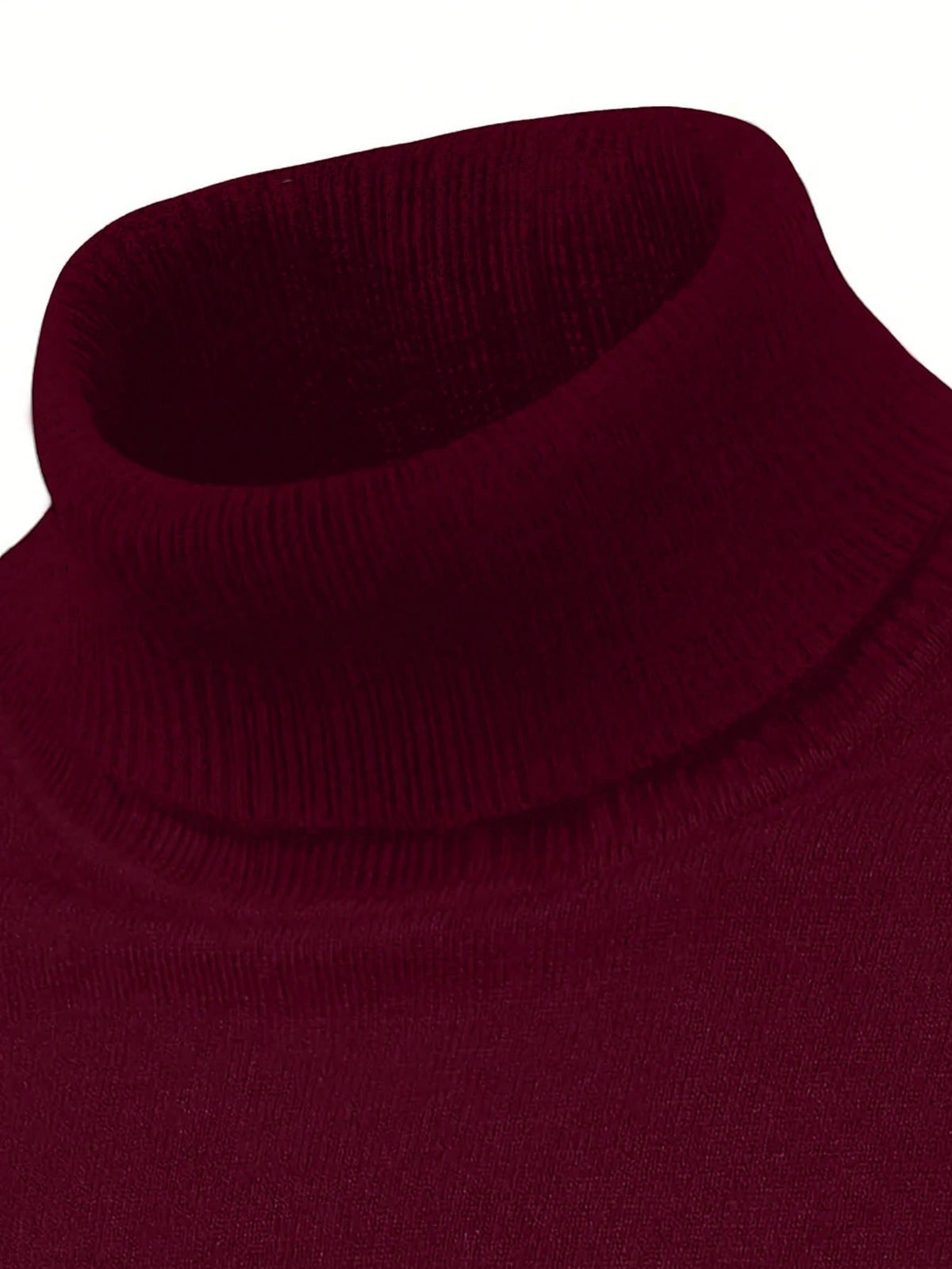 Men's Rib-Knit Roll Neck Jumper in Burgundy