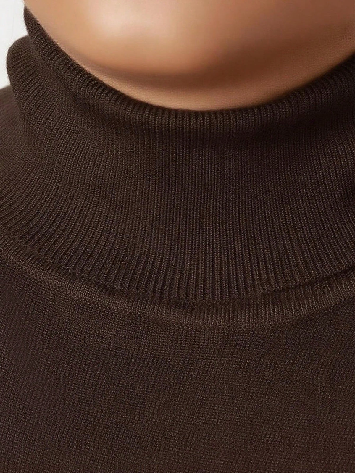 Men's Rib-Knit Roll Neck Jumper in Brown