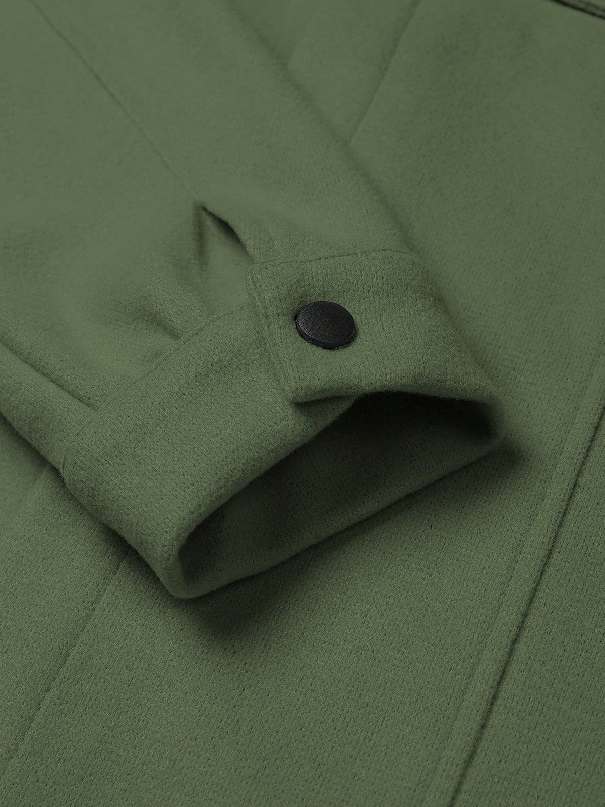 Men's Button-Front Overshirt Jacket with Flap Chest Pockets in Army Green
