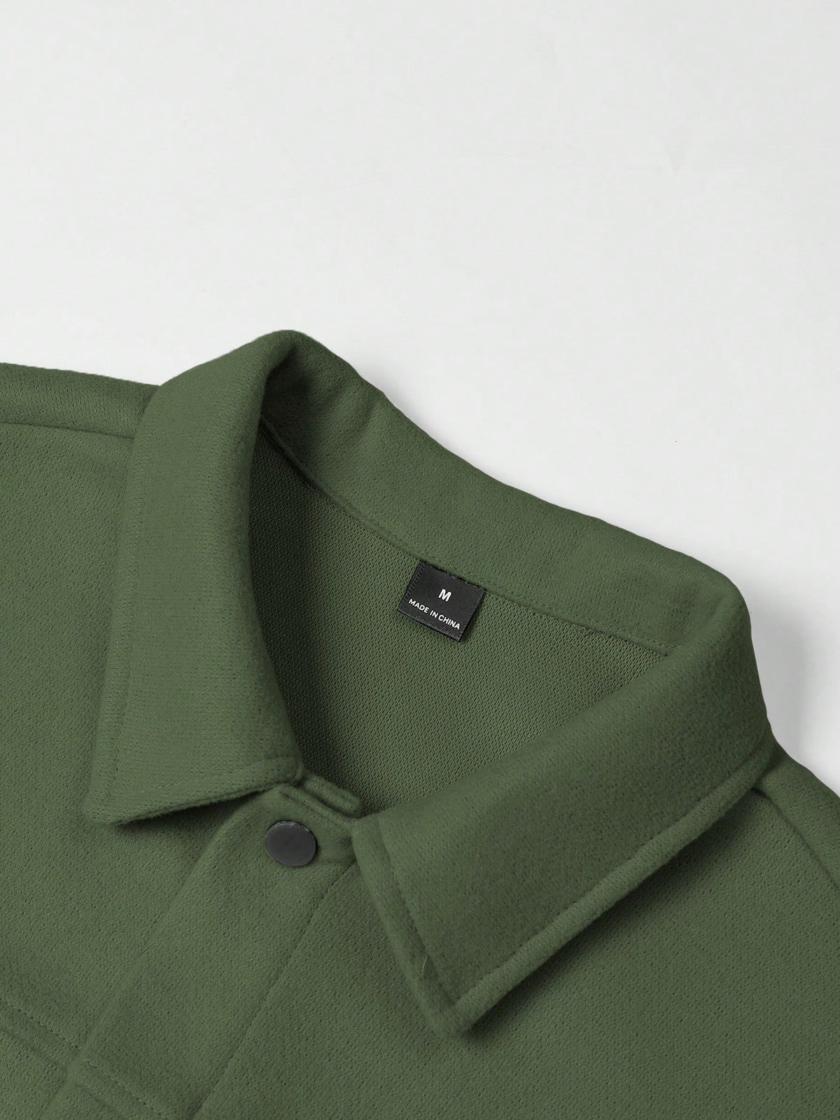Men's Button-Front Overshirt Jacket with Flap Chest Pockets in Army Green