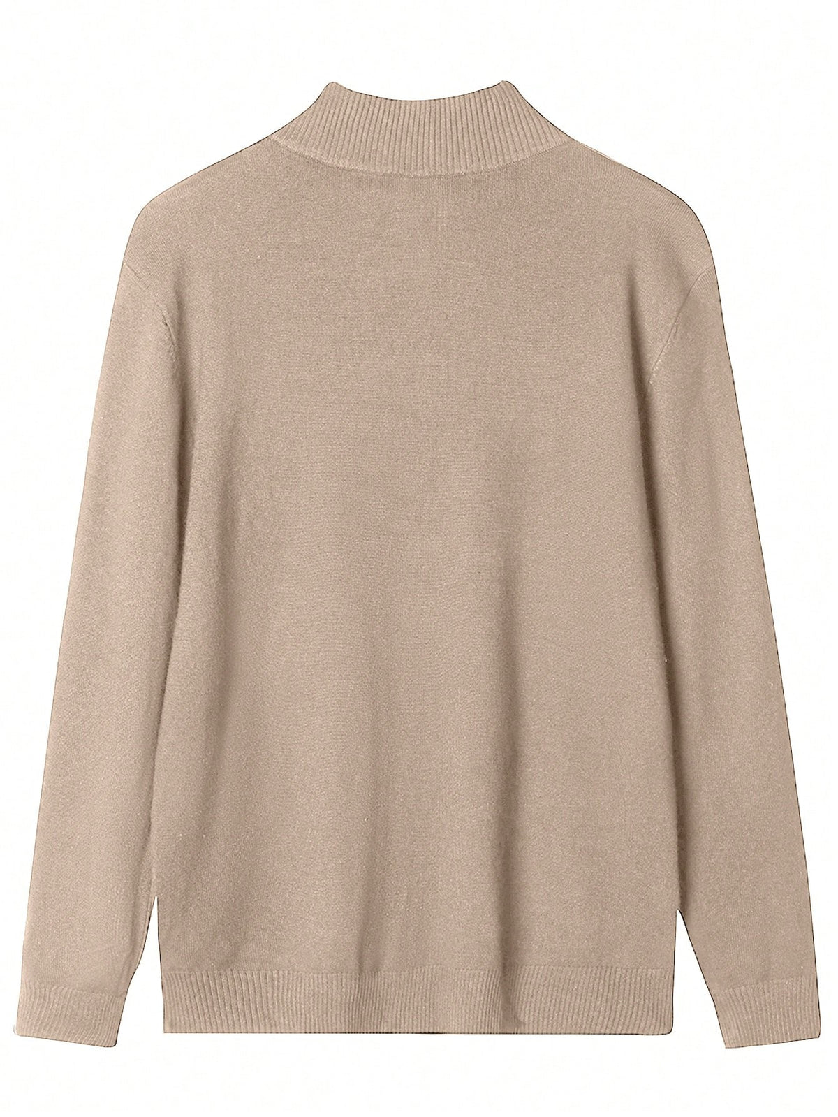 Men's Half-Zip Knitted Jumper with Stand Collar in Camel