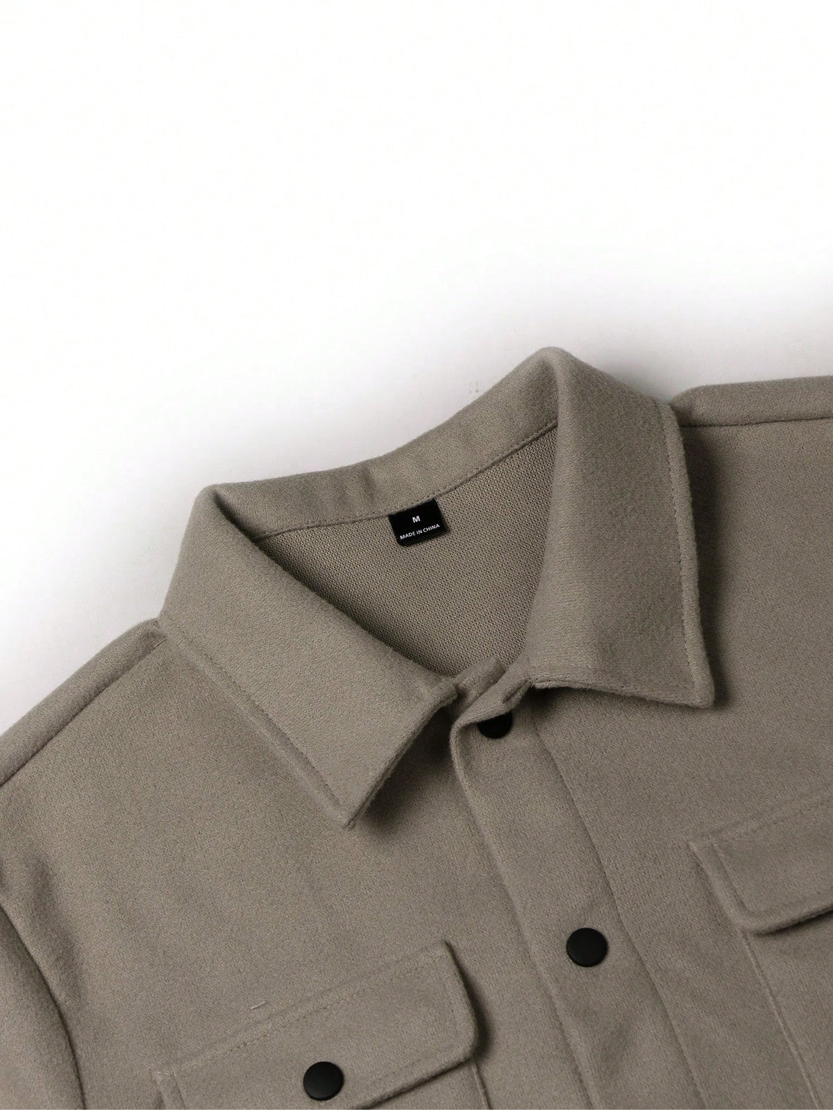 Men's Button-Front Overshirt Jacket with Flap Chest Pockets in Khaki